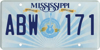 MS license plate ABW171