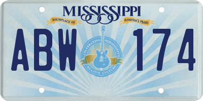 MS license plate ABW174