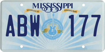 MS license plate ABW177