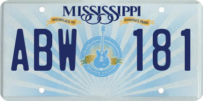 MS license plate ABW181