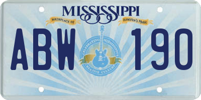 MS license plate ABW190