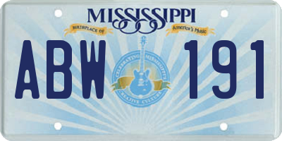 MS license plate ABW191