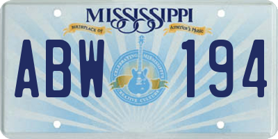 MS license plate ABW194