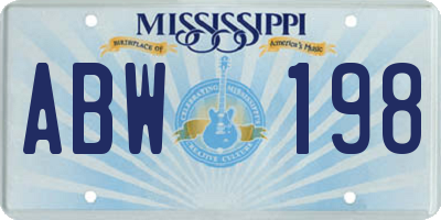 MS license plate ABW198