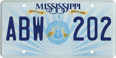 MS license plate ABW202