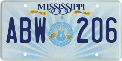 MS license plate ABW206