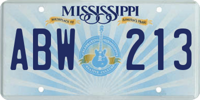 MS license plate ABW213