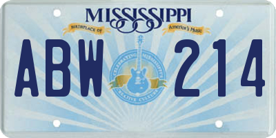 MS license plate ABW214