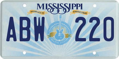 MS license plate ABW220