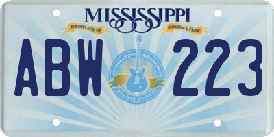 MS license plate ABW223
