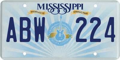 MS license plate ABW224