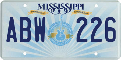 MS license plate ABW226