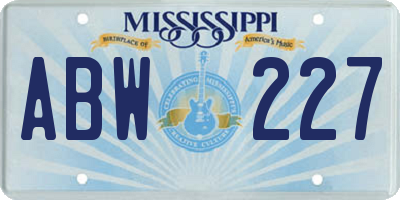 MS license plate ABW227