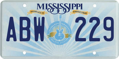 MS license plate ABW229