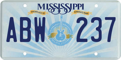 MS license plate ABW237