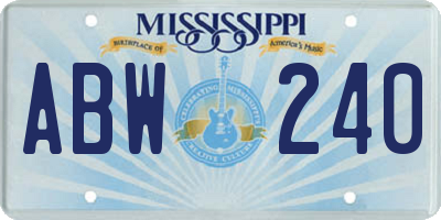 MS license plate ABW240