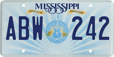 MS license plate ABW242