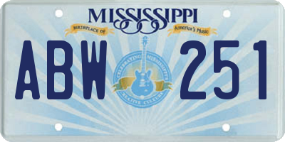 MS license plate ABW251
