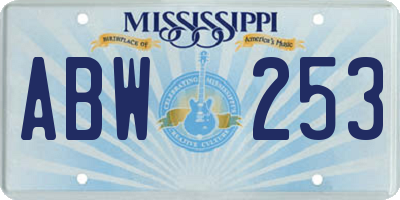 MS license plate ABW253