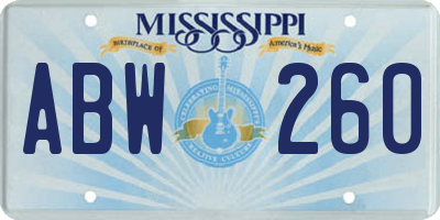 MS license plate ABW260