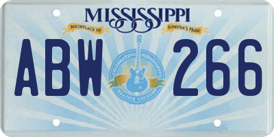 MS license plate ABW266