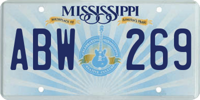 MS license plate ABW269