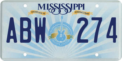 MS license plate ABW274