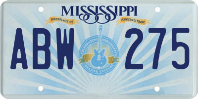 MS license plate ABW275