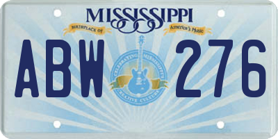 MS license plate ABW276
