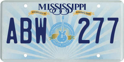 MS license plate ABW277