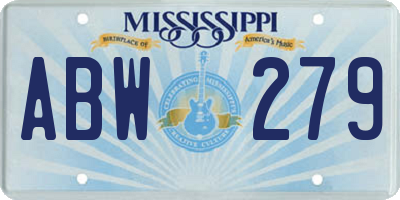 MS license plate ABW279