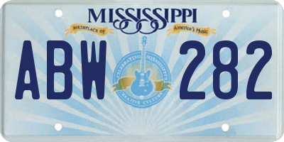 MS license plate ABW282