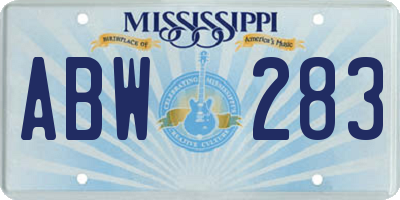 MS license plate ABW283