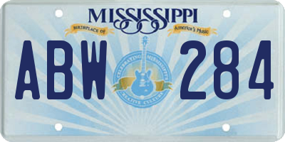 MS license plate ABW284