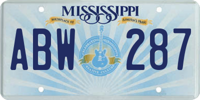 MS license plate ABW287