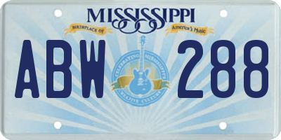 MS license plate ABW288