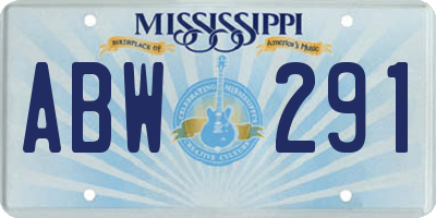 MS license plate ABW291