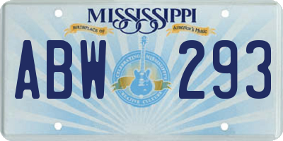 MS license plate ABW293