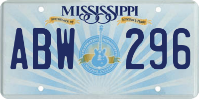 MS license plate ABW296