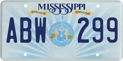 MS license plate ABW299