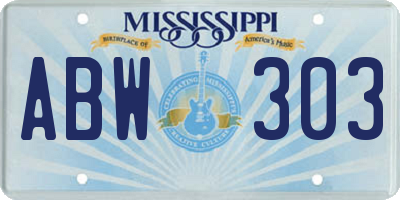 MS license plate ABW303