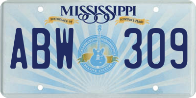 MS license plate ABW309