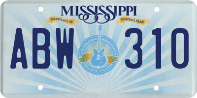 MS license plate ABW310