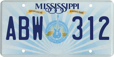 MS license plate ABW312