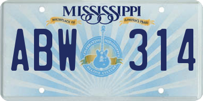 MS license plate ABW314