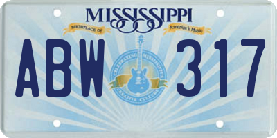 MS license plate ABW317