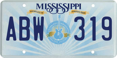 MS license plate ABW319