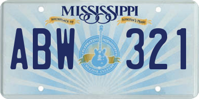 MS license plate ABW321