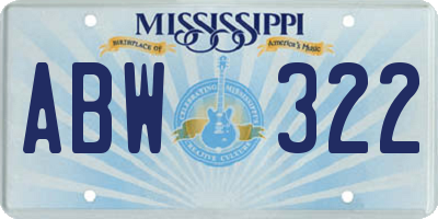 MS license plate ABW322