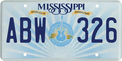 MS license plate ABW326